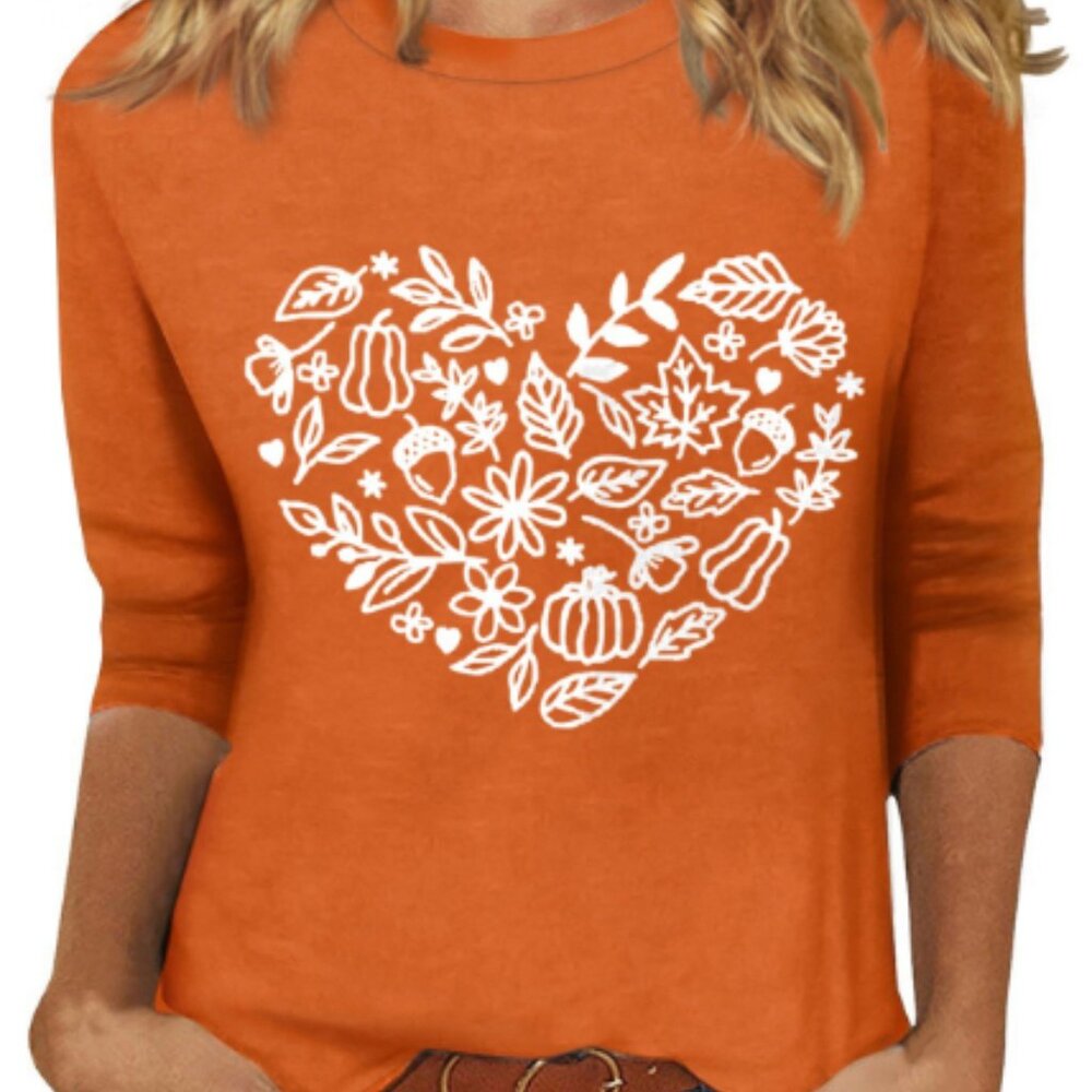 Women's 3/4 Sleeve "Fall" Graphic T-Shirt - Small - New